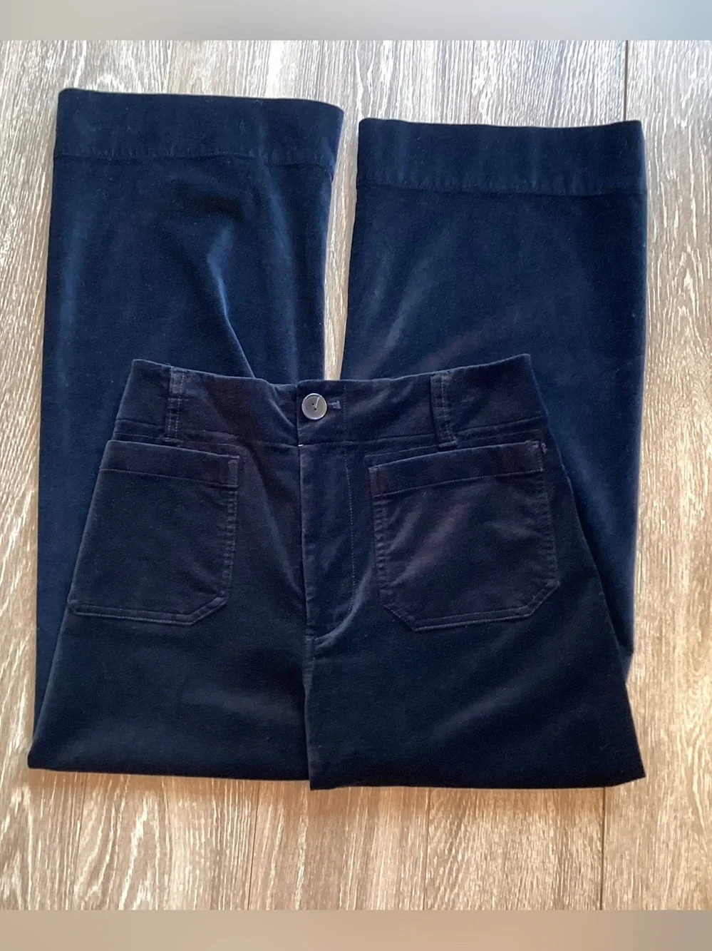 Maeve by Anthropologie Wide Leg Cropped The Colette in Black Velvet - Picture 6 of 8